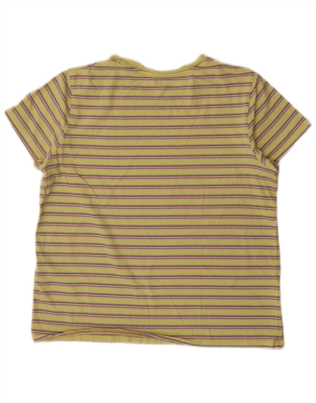 Levi's Womens T-Shirt Top UK 14 Medium Yellow Striped Cotton