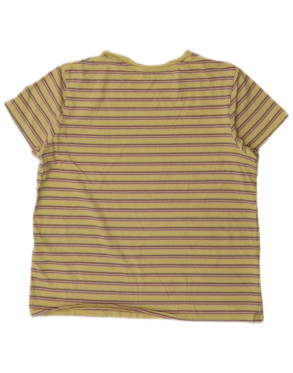 Levi's Womens T-Shirt Top UK 14 Medium Yellow Striped Cotton