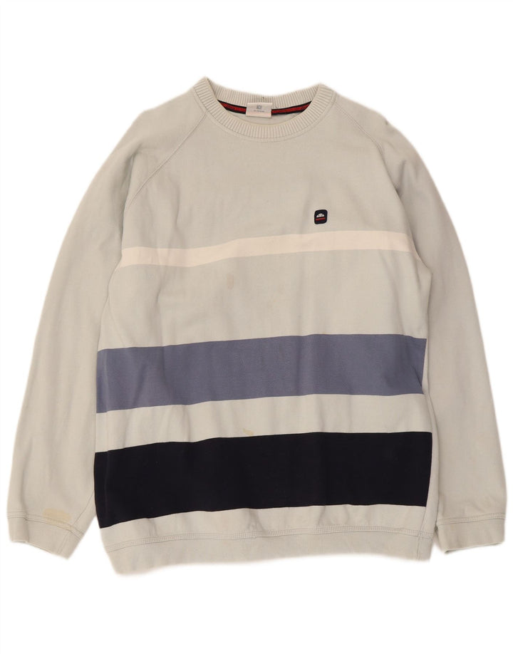 Ellesse Mens Sweatshirt Jumper Medium Blue Striped Cotton
