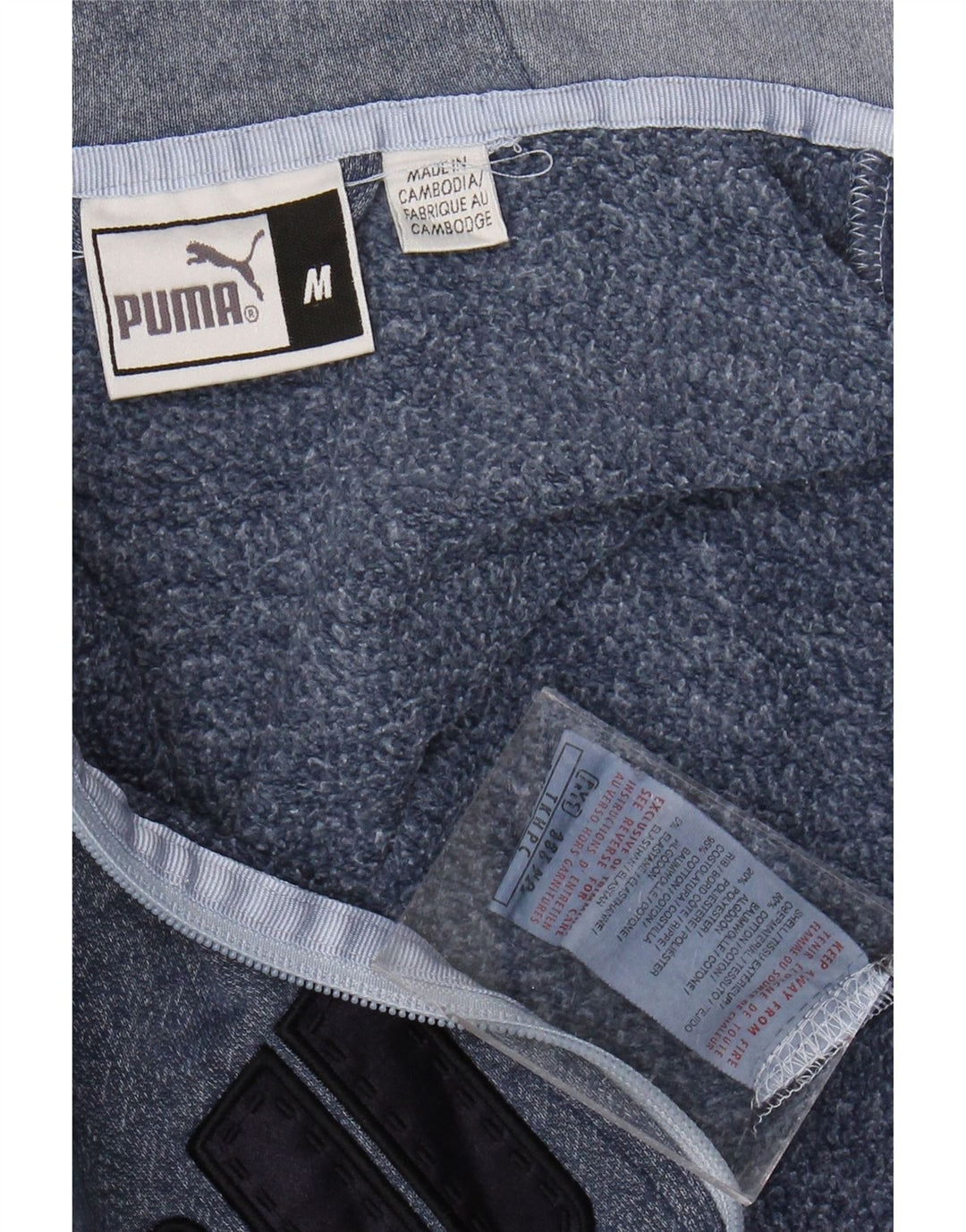 PUMA Mens Graphic Zip Hoodie Sweater Medium Blue Colourblock Cotton