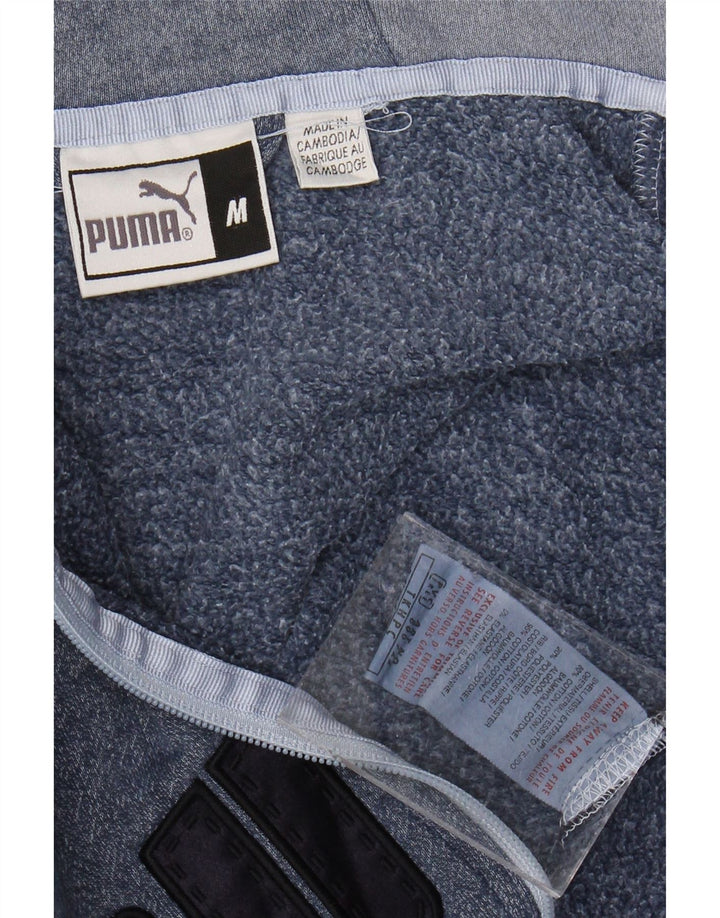 PUMA Mens Graphic Zip Hoodie Sweater Medium Blue Colourblock Cotton