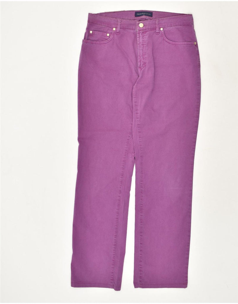 TRUSSARDI JEANS Womens Straight Casual Trousers W30 L32  Purple Cotton | Vintage Trussardi Jeans | Thrift | Second-Hand Trussardi Jeans | Used Clothing | Messina Hembry 