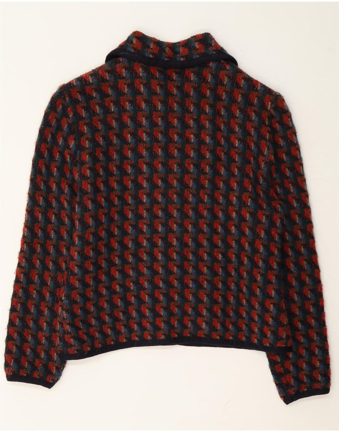 Vintage Womens Knit 2 Piece Skirt Set UK 14 Medium W28 Red Houndstooth