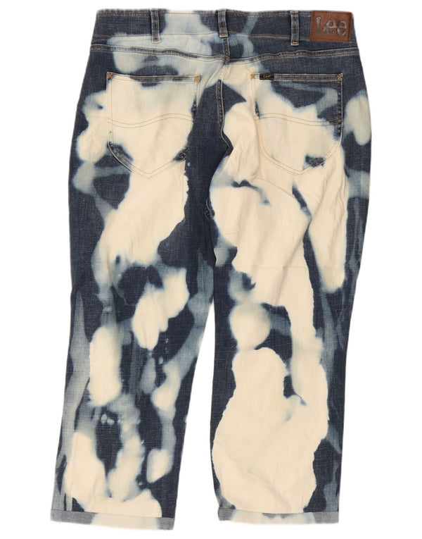 Lee Mens Acid Wash Straight Tapered Jeans W36 L24 Blue Tie Dye Cotton