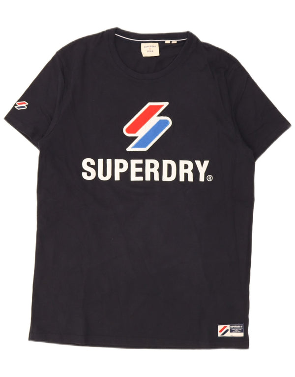 Superdry Mens Graphic T-Shirt Top Large Navy Blue Cotton
