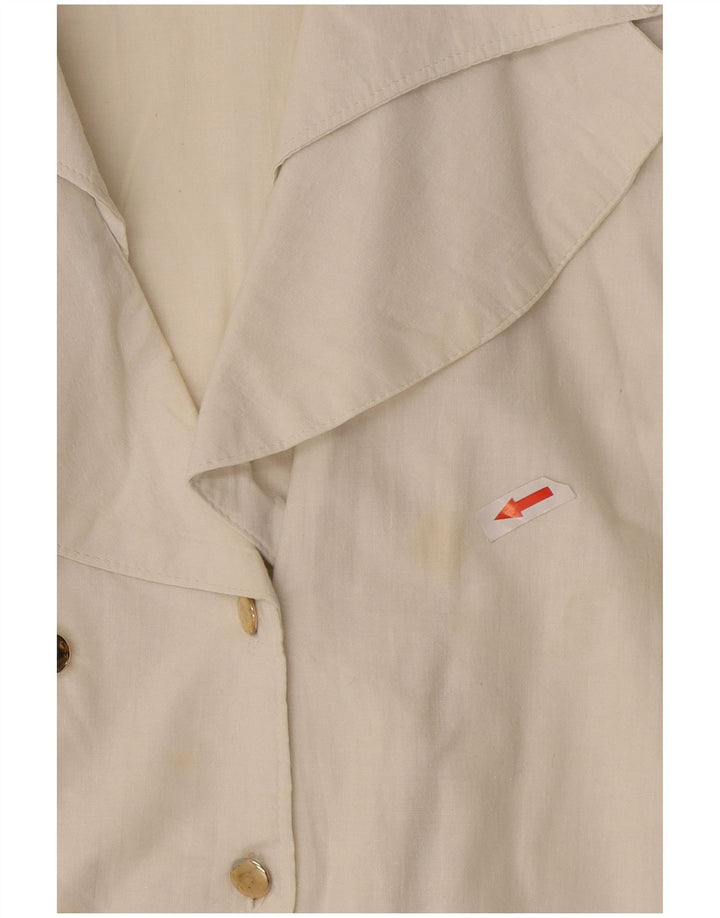 Vintage Womens Double Breasted Shirt Blouse UK 16 Large White