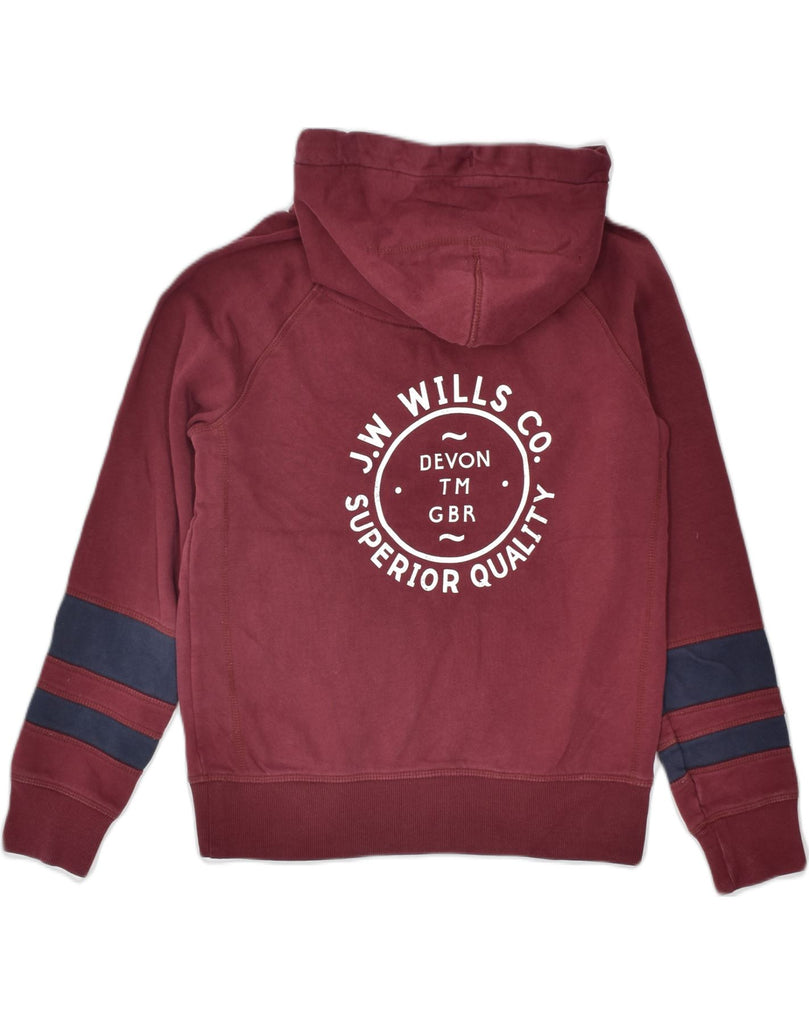 JACK WILLS Womens Graphic Hoodie Jumper UK 8 Small Burgundy Cotton | Vintage | Thrift | Second-Hand | Used Clothing | Messina Hembry 