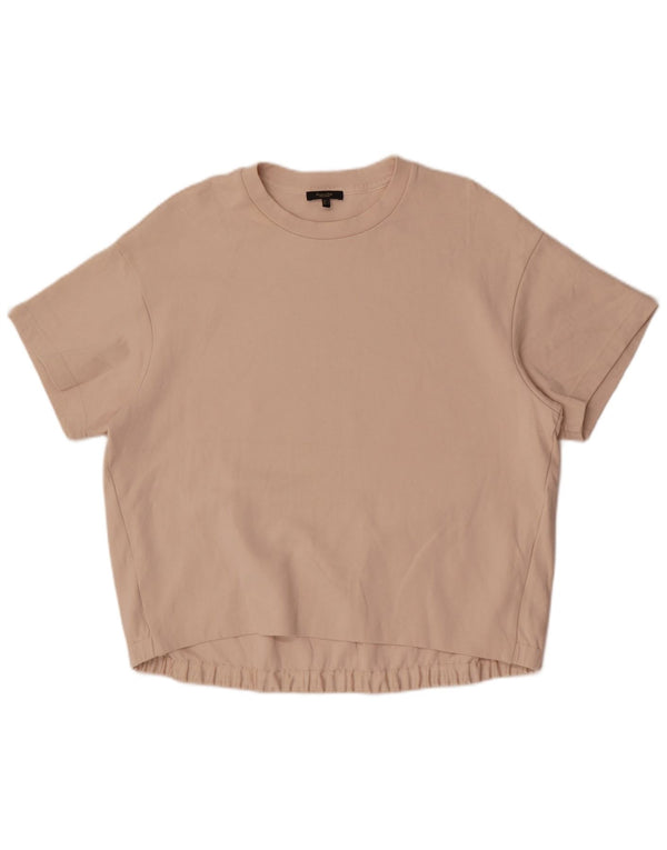 Massimo Dutti Womens T-Shirt Top UK 16 Large Beige Cotton