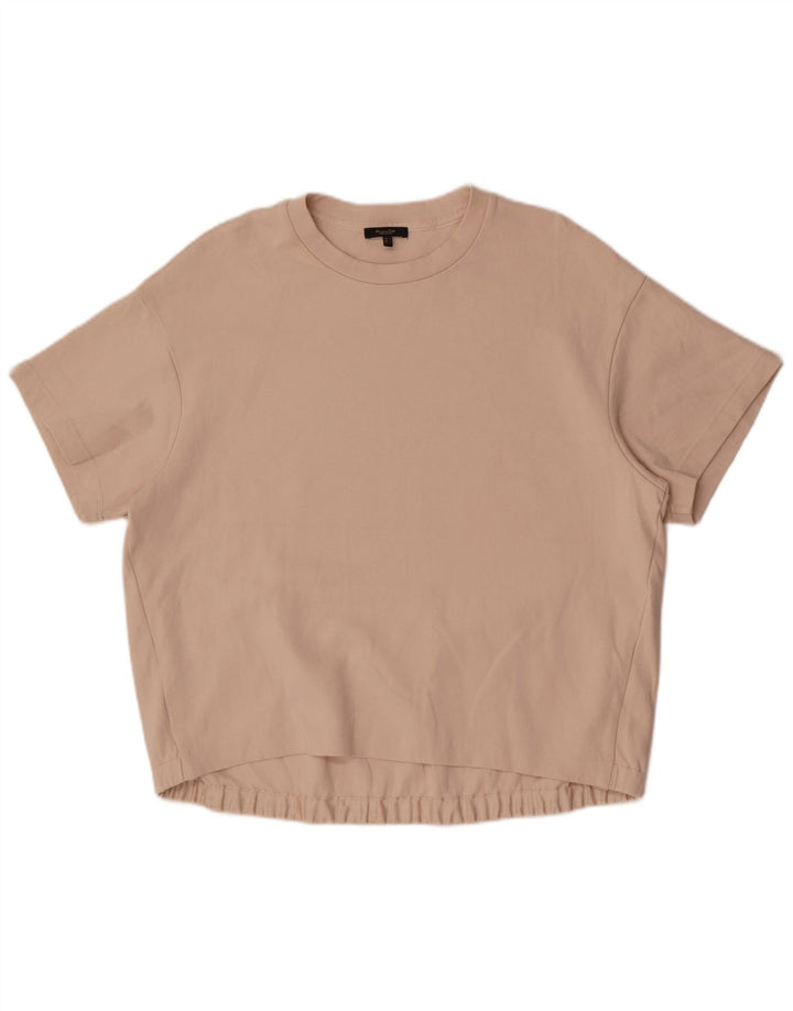 Massimo Dutti Womens T-Shirt Top UK 16 Large Beige Cotton