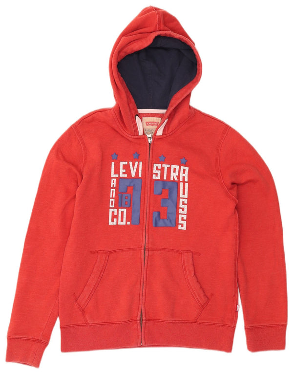Levi's Boys Graphic Zip Hoodie Sweater 11-12 Years Red Cotton