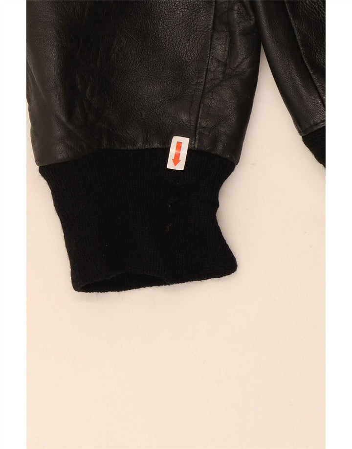 Alta Moda Mens Bomber Leather Jacket IT 54 2XL Black