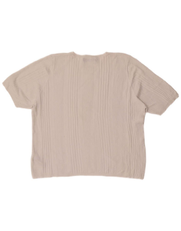 Marks & Spencer Womens T-Shirt Top UK 22 3XL White Striped Viscose