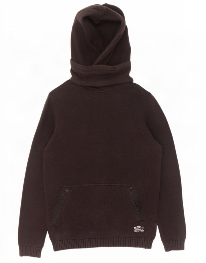 Jack & Jones Mens Hooded Jumper Sweater Large Black Cotton