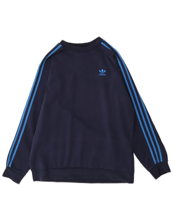 ADIDAS Mens Sweatshirt Jumper Large Navy Blue Cotton
