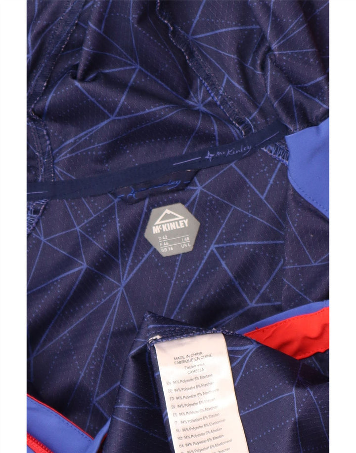 MC Kinley Womens Hooded Rain Jacket UK 16 Large Blue Polyester