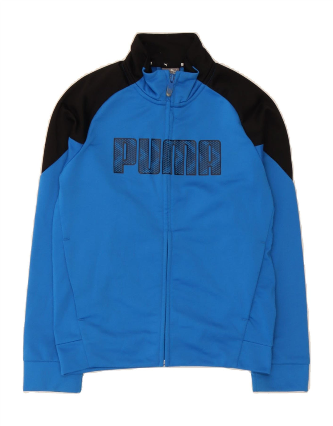 PUMA Boys Graphic Tracksuit Top Jacket 9-10 Years Blue Colourblock Vintage Puma and Second-Hand Puma from Messina Hembry 