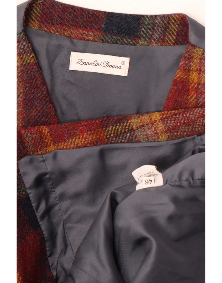 Vintage Womens Waistcoat IT 46 Large Red Plaid Wool
