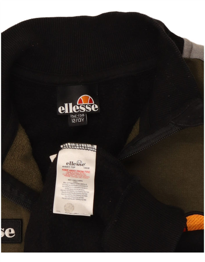 Ellesse Boys Zip Neck Sweatshirt Jumper 12-13 Years Black Colourblock