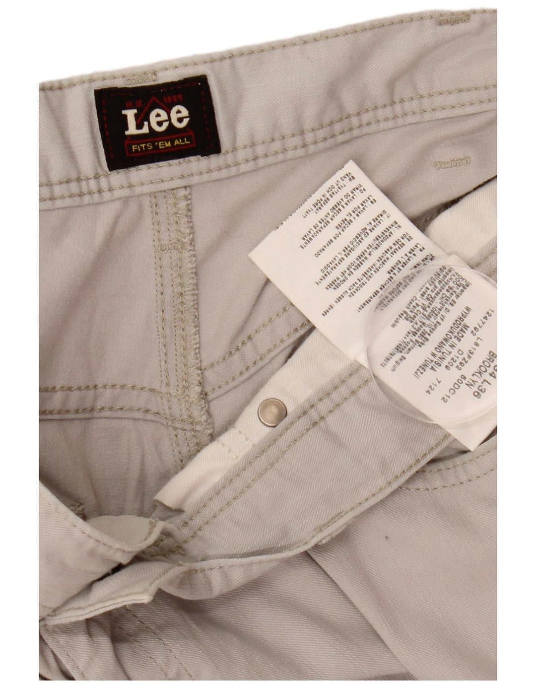 LEE Mens Straight Casual Trousers W34 L29 Grey Cotton