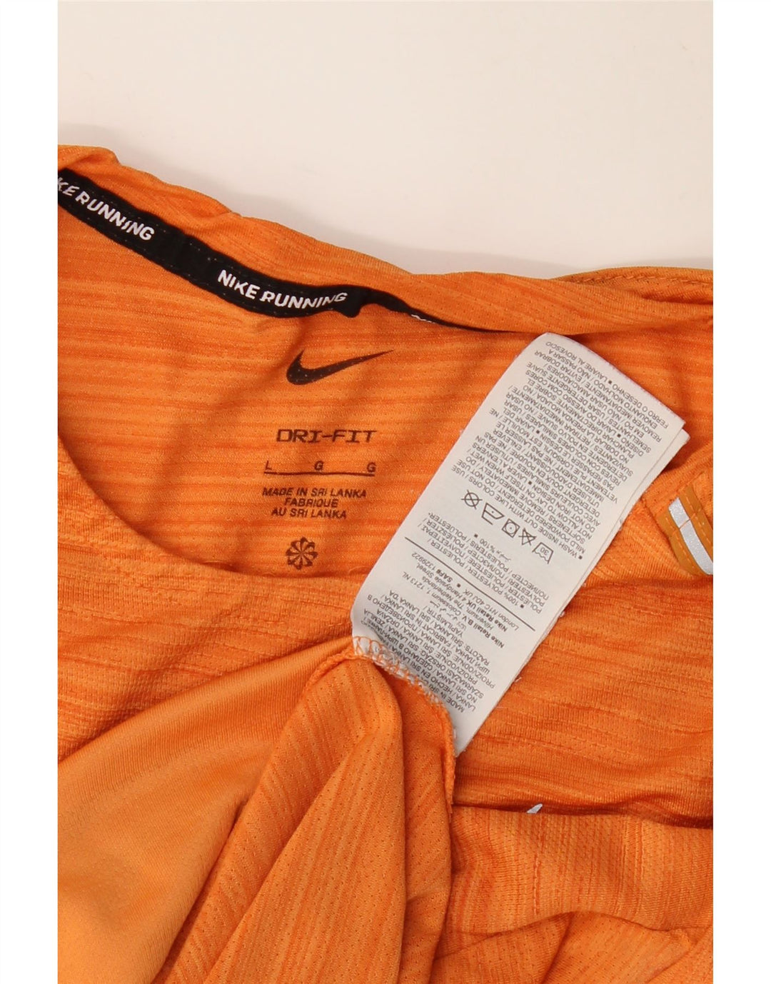 NIKE Mens Dri Fit T-Shirt Top Large Orange Pinstripe Polyester
