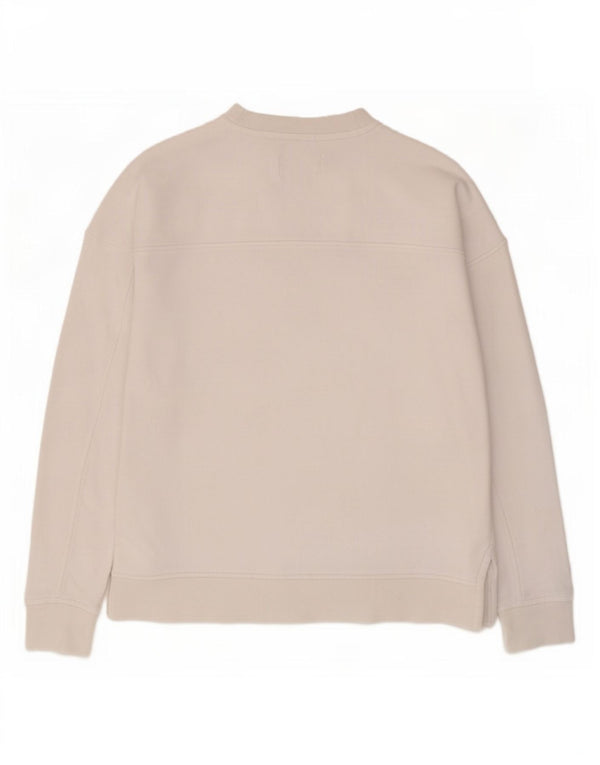 Barbour Womens Graphic Oversized Sweatshirt Jumper UK 10 Small White Cotton