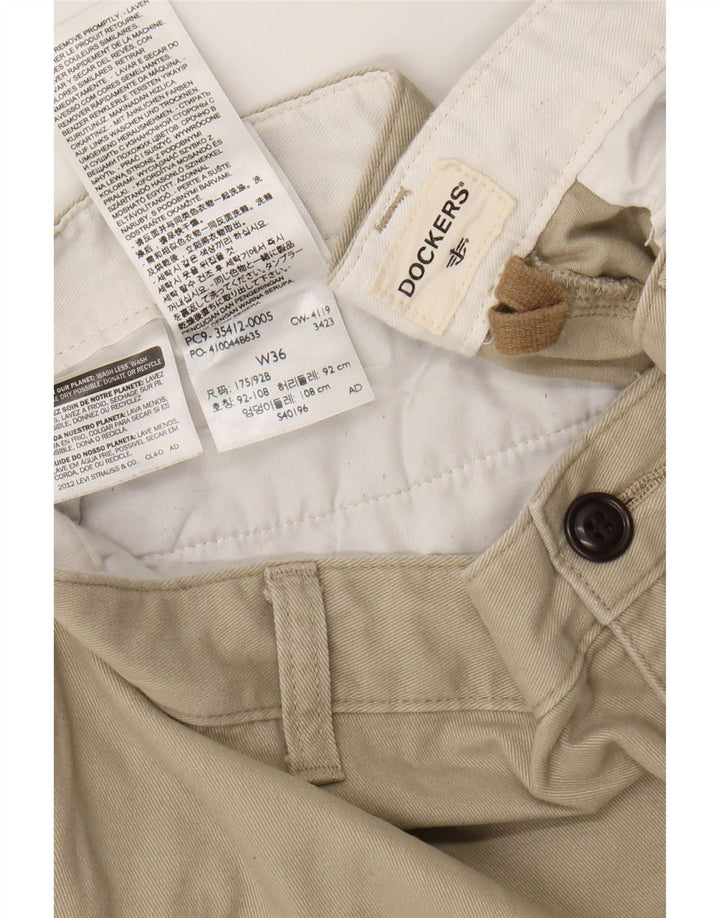 DOCKERS Mens Chino Shorts W36 Large Beige Cotton