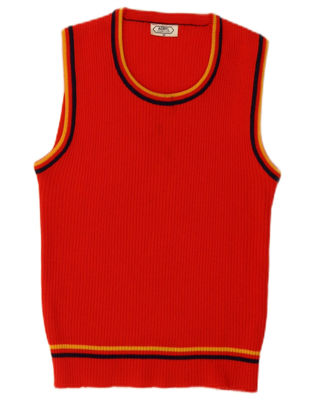 Vintage Womens Vest Tank Top UK 12 Medium Red Polyacrylic
