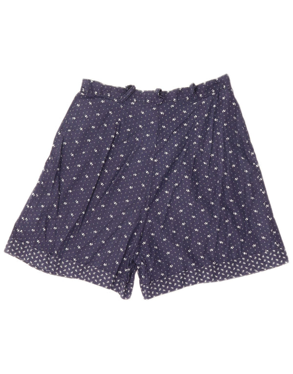 VINTAGE Womens High Waist Pegged Chino Shorts Medium W28 Navy Blue Floral