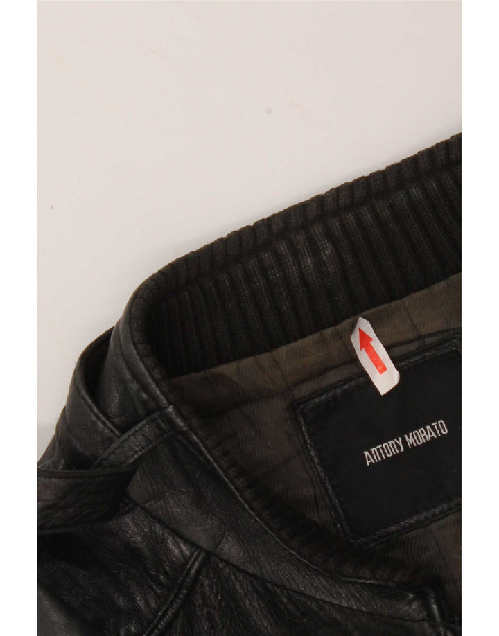 Antony Morato Mens Leather Jacket UK 38 Medium Black
