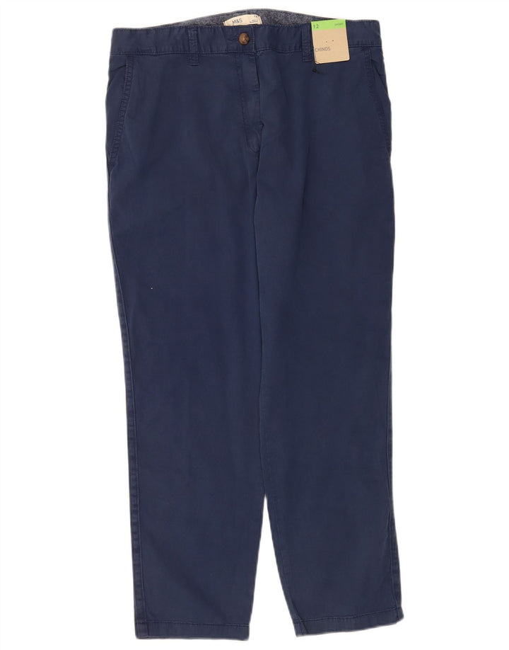 Marks & Spencer Womens Chino Trousers UK 12 Medium W30 L26 Navy Blue