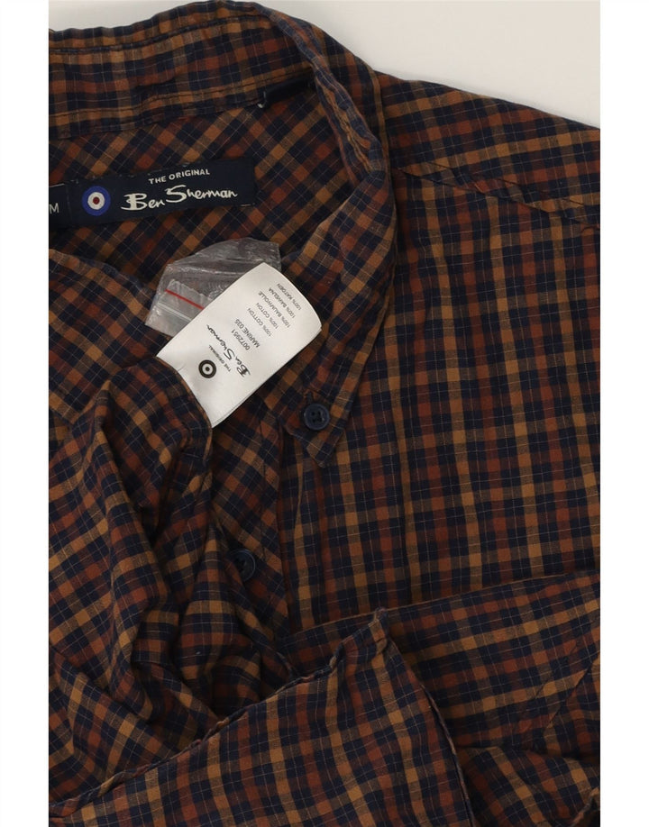 BEN SHERMAN Mens Shirt Medium Brown Check Cotton