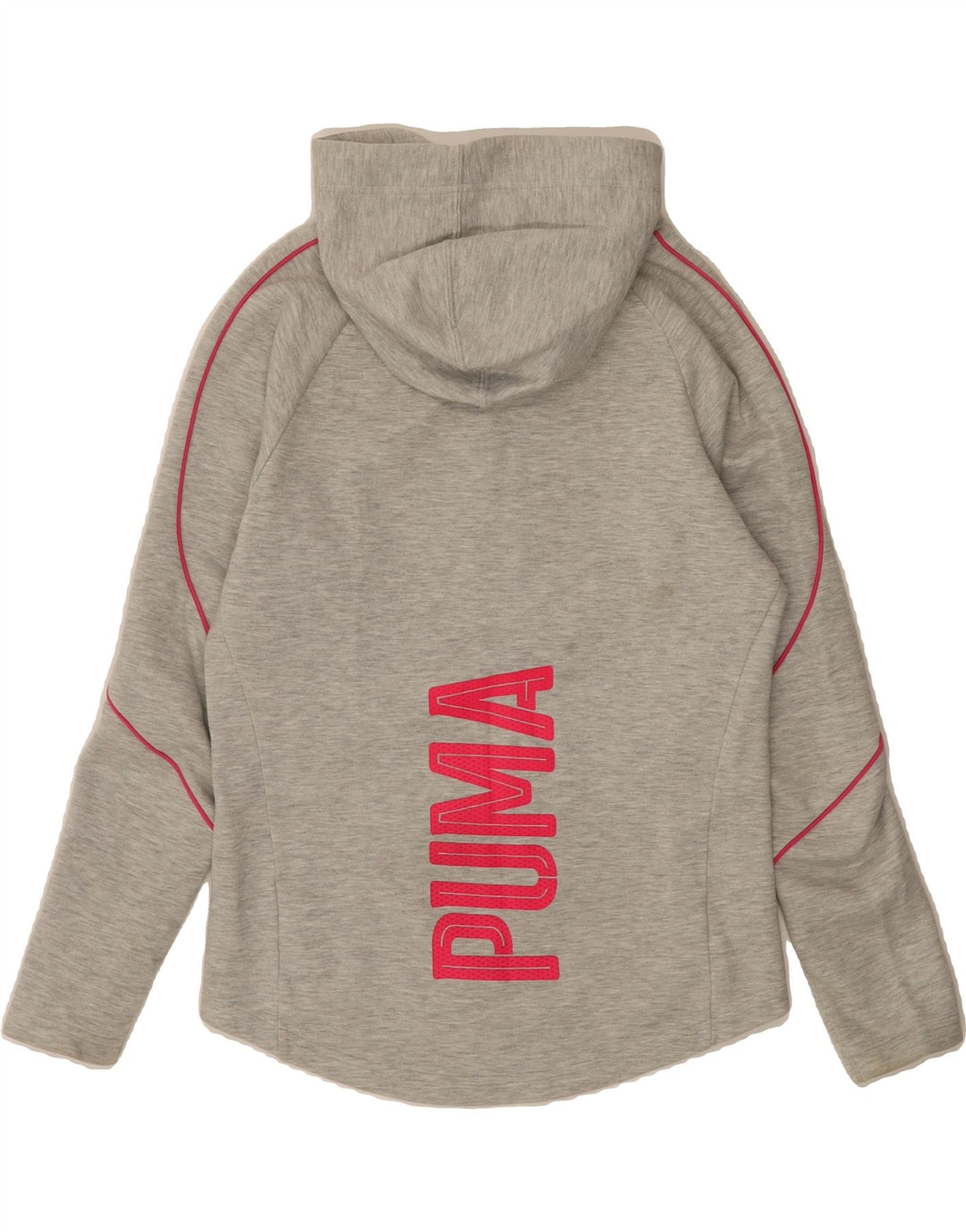 PUMA Womens Graphic Zip Hoodie Sweater UK 14 Medium Grey Cotton Vintage Puma and Second-Hand Puma from Messina Hembry 