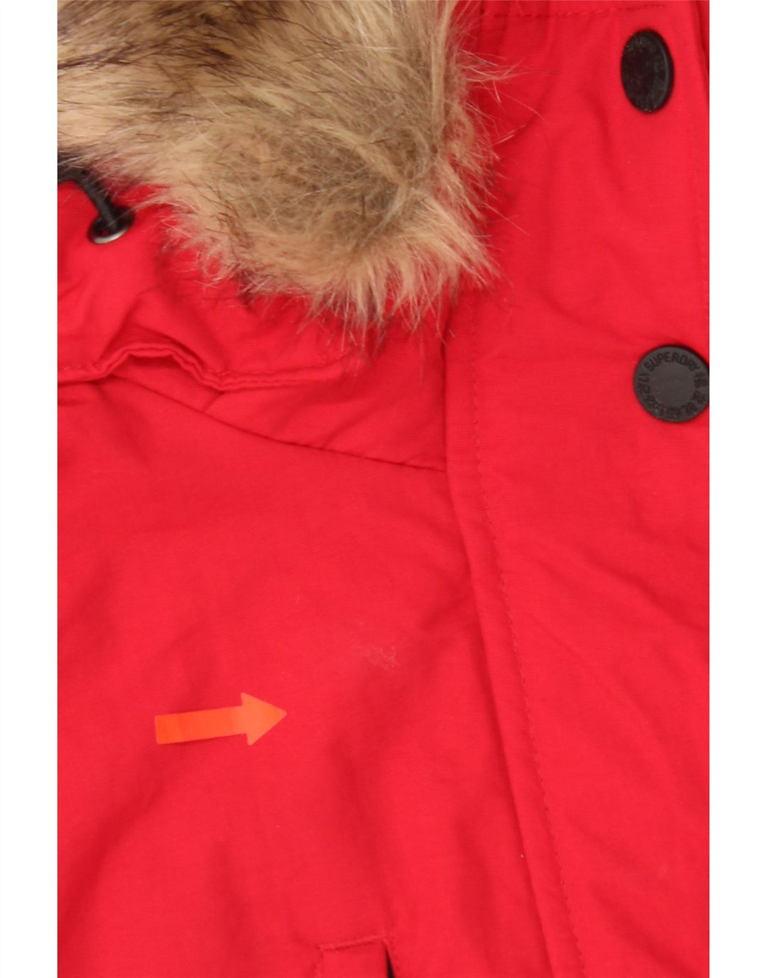 Superdry Womens Hooded Oversized Parka Jacket UK 10 Small Red Nylon