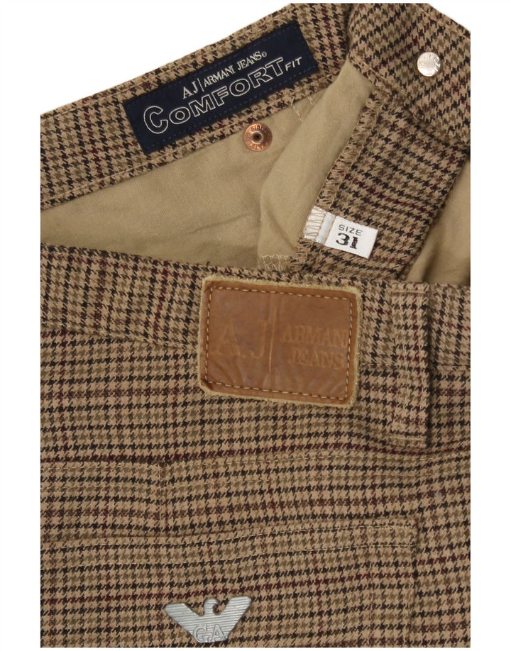 Armani Womens Straight Casual Trousers W31 L30 Green Houndstooth Polyester