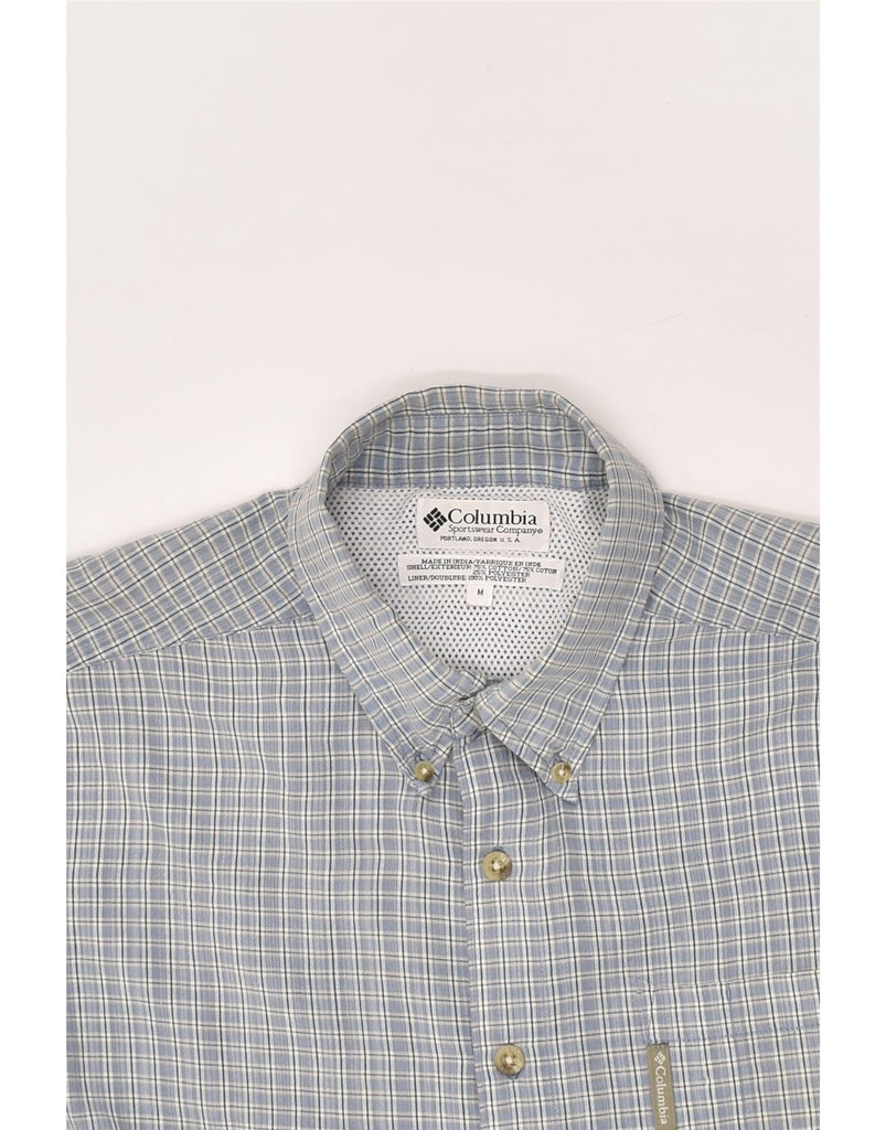 COLUMBIA Mens Short Sleeve Shirt Medium Blue Check Cotton | Vintage Columbia | Thrift | Second-Hand Columbia | Used Clothing | Messina Hembry 