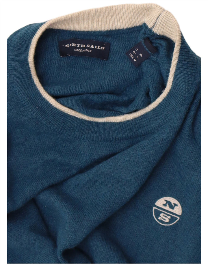 North Sails Mens Crew Neck Jumper Sweater Large Blue Polyamide
