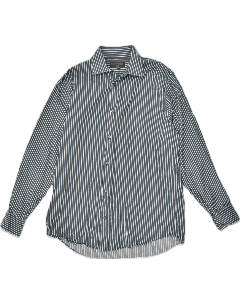 BANANA REPUBLIC Mens Shirt Size 16 16 1/2 Large Grey Pinstripe Cotton | Vintage Banana Republic | Thrift | Second-Hand Banana Republic | Used Clothing | Messina Hembry 