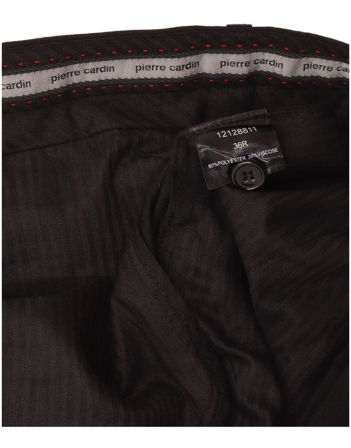 Pierre Cardin Mens Straight Suit Trousers W36 L32 Black Polyester