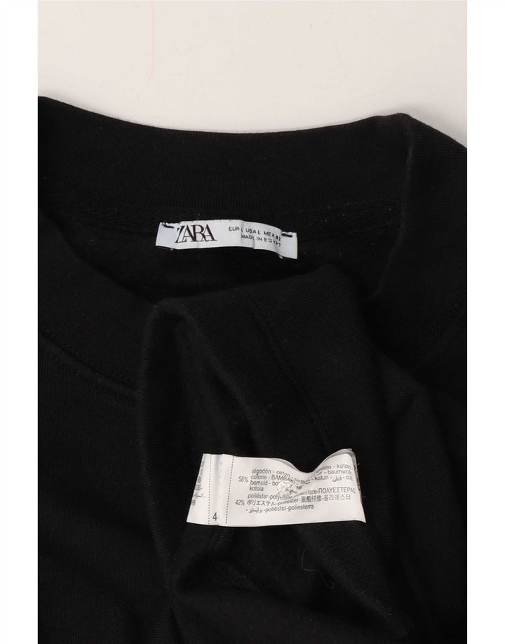 Zara Mens Graphic Sweatshirt Jumper Large Black Cotton