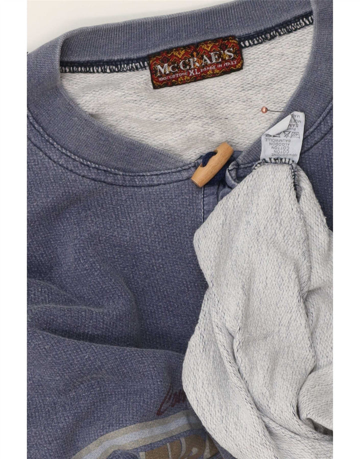 Mc Crae's Mens Graphic Sweatshirt Jumper XL Navy Blue Cotton