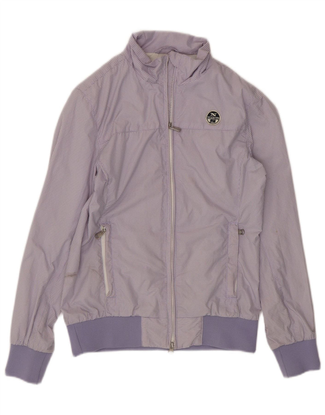 NORTH SAILS Womens Bomber Jacket UK 10 Small Purple Gingham Polyester