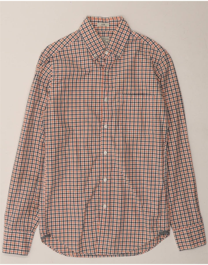 J. CREW Mens Slim Shirt XS Orange Check Cotton Vintage J. Crew and Second-Hand J. Crew from Messina Hembry 