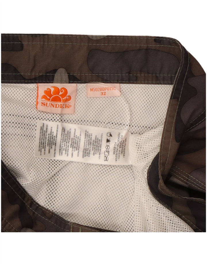 Sundek Mens Swimming Shorts W32 Large Brown Camouflage Polyester