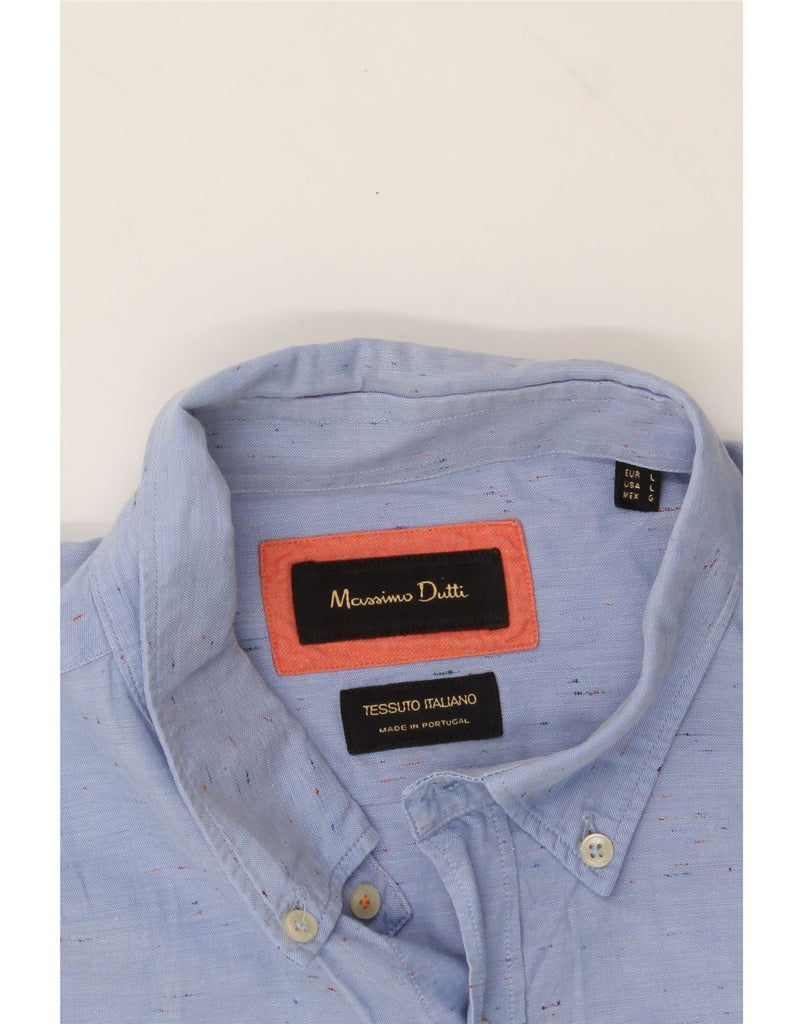 MASSIMO DUTTI Mens Shirt Large Blue Flecked Vintage Massimo Dutti and Second-Hand Massimo Dutti from Messina Hembry 