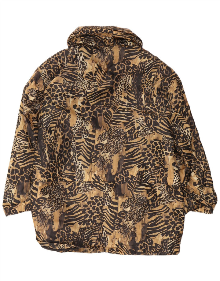 Vintage Womens Windbreaker Jacket UK 16 Large Brown Animal Print