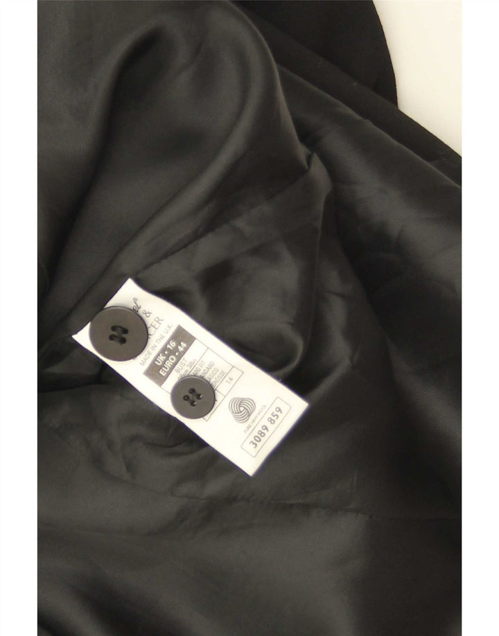 Marks & Spencer Womens Overcoat UK 16 Large Black New Wool