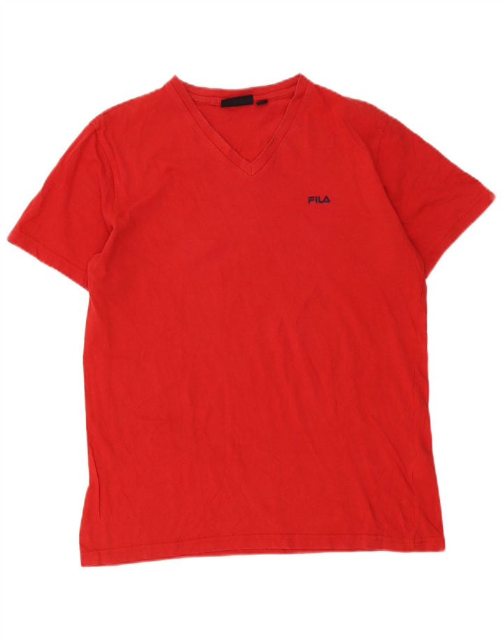 Fila Mens T-Shirt Top Medium Red Cotton