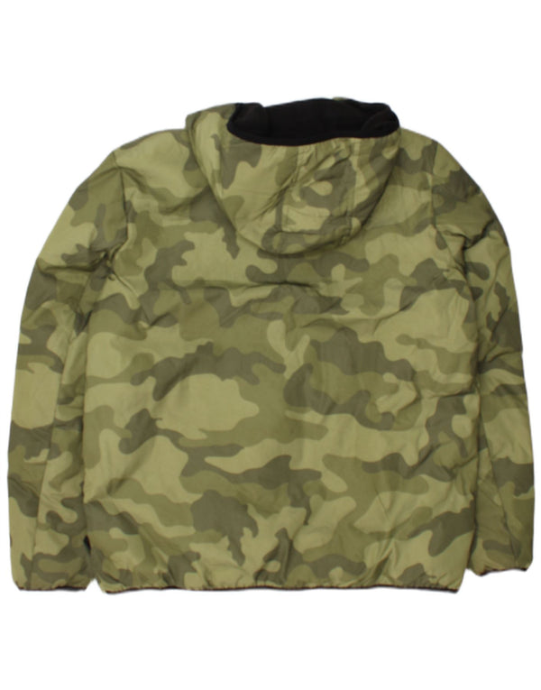 Champion Mens Hooded Pullover Padded Jacket UK 38 Medium Khaki Camouflage
