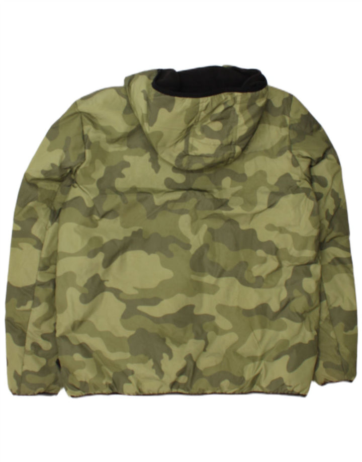 Champion Mens Hooded Pullover Padded Jacket UK 38 Medium Khaki Camouflage