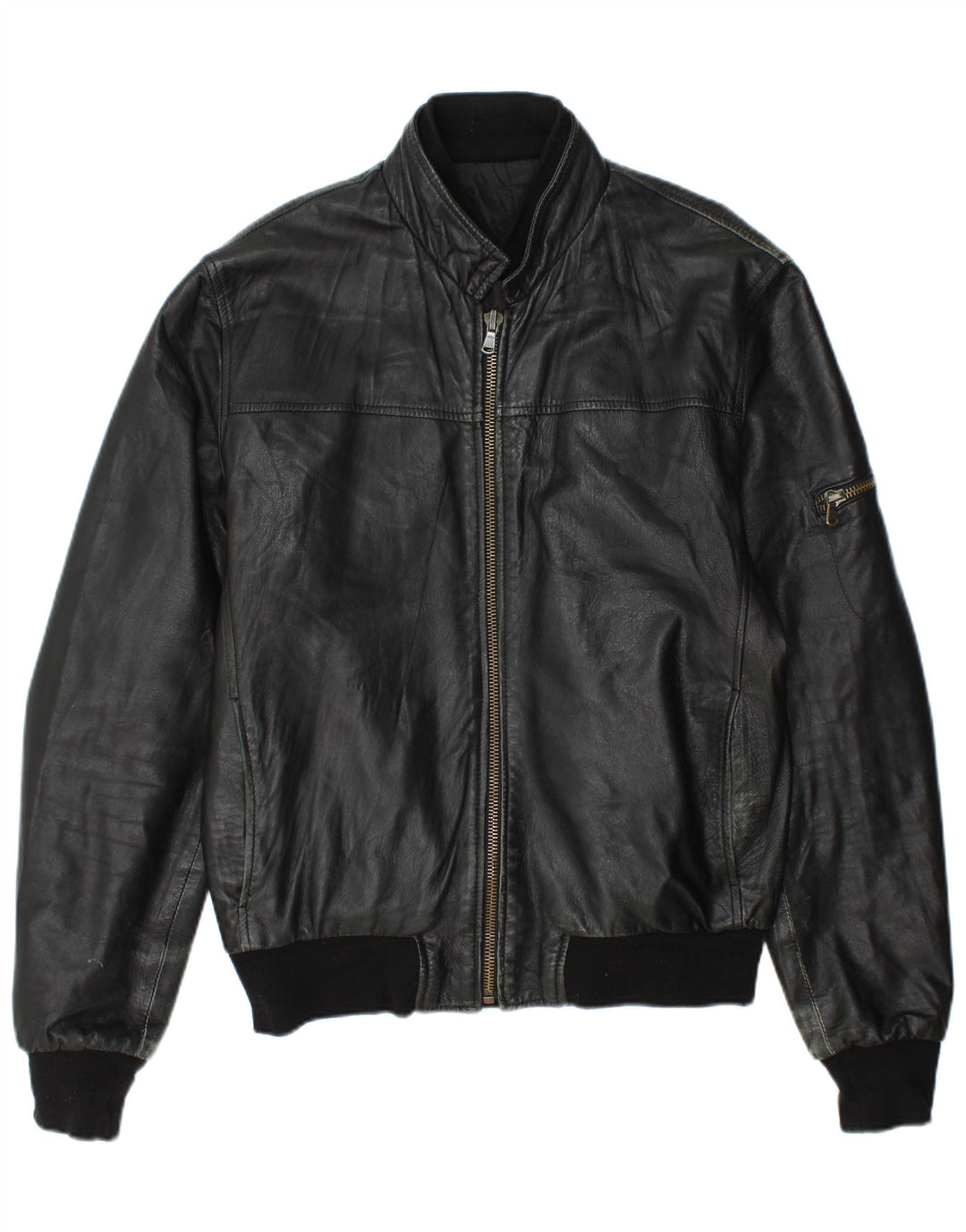 Vintage Mens Leather Jacket UK 44 2XL Black Leather